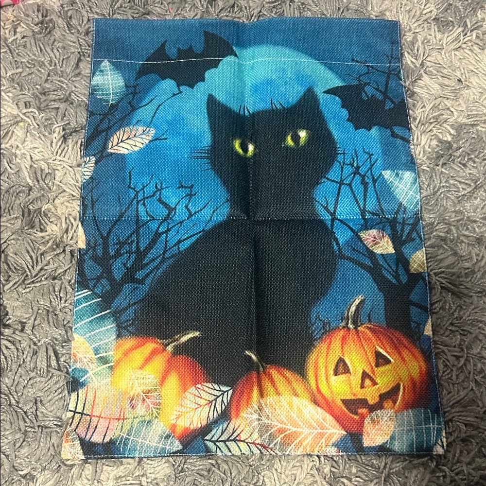 Halloween Black Cat garden flag brand new